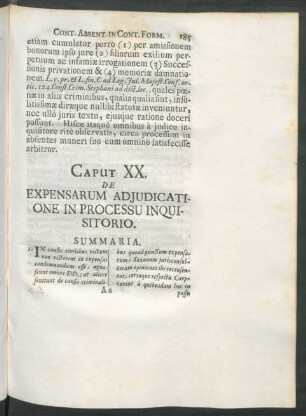 Caput XX. De Expensarum Adjudicatione In Processu Inquisitorio