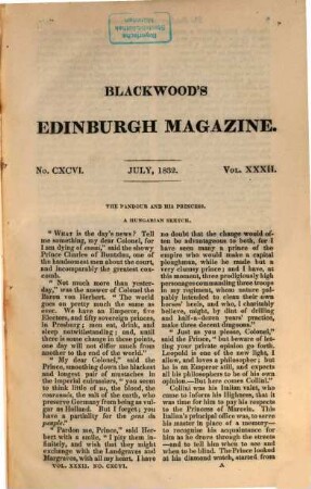 Blackwood's Edinburgh magazine. 32. 1832