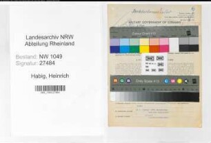 Entnazifizierung Heinrich Habig , geb. 30.08.1889 (Dachdecker)