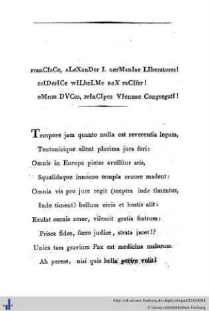 Elegia ad summos Europae principes ...