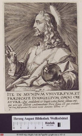 Jesus Christus mit der Weltkugel.