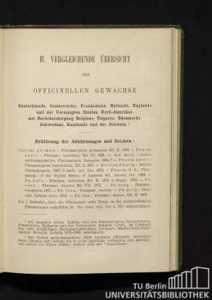 II. Vergleichende Übersicht der officinellen Gewächse.