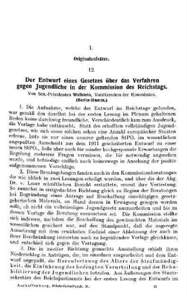 193-216, Der Entwurf eines Gesetzes über das Verfahren gegen Jugendliche in der Kommission des Reichstags