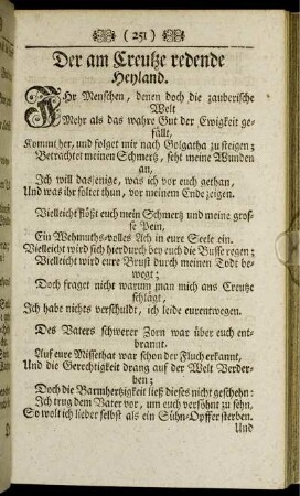 Der am Creutze redende Heyland.