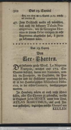 Das 19. Capitel. Von See-Charten