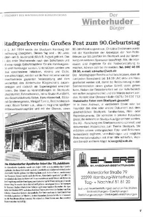 Stadtparkverein: Großes Fest zum 90. Geburstag