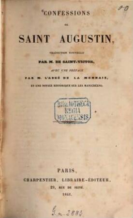 Confessions de Saint Augustin