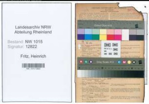 Entnazifizierung Heinrich Fritz , geb. 12.11.1896 (Stadtangestellter)