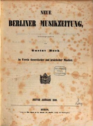 Neue Berliner Musikzeitung. 3. 1849