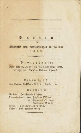 Verein für Blumistik und Gartenanlagen in Weimar 1829