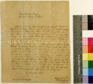 Brief des August Graf Neidhardt von Gneisenau an den preußischen Kronprinzen Friedrich Wilhelm von Preußen betreffend einen dem Kronprinzen verehrten türkischen Säbel