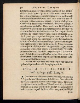 Dicta Theodoreti sinistre allegata a D. Rungio.