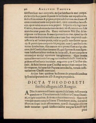 Dicta Theodoreti sinistre allegata a D. Rungio.