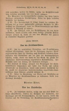 Vierter Titel. Von den Stadtkreisen.