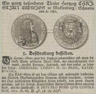 Bildnis des Christian Ludwig I., Herzog von Mecklenburg-Schwerin