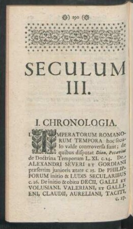 Seculum III.