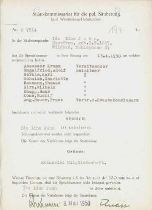 Jahn, Ida Lina