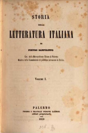 Storia della letteratura italiana. 1