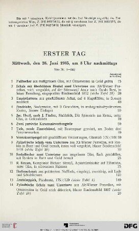 Erster Tag: Mittwoch, den 26. Juni 1935, um 3 Uhr nachmittags (Nr. 1-340)