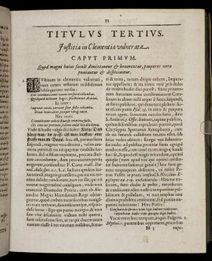 Titulus Tertius. Justitia in Clementia vulnerata.