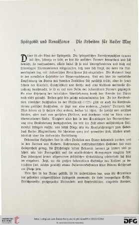 Spätgotik und Renaissance. Die Arbeiten für Kaiser Max