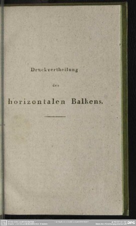 Druckvertheilung des horizontalen Balkens
