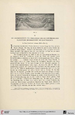 IV. Die Grabmonumente des Überganges und die Entstehung der Florentiner Grabmalstypen des Quattrocento