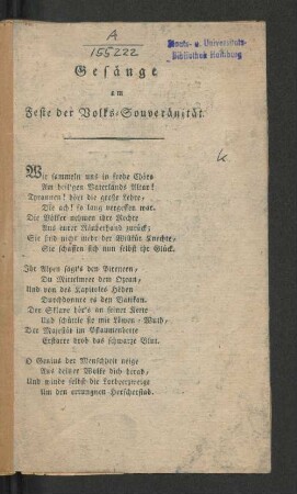Gesänge am Feste der Volks-Souveränität.