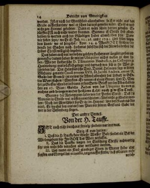 Der andere Punct. Von der H. Tauffe.