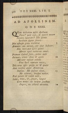 310-317, Ad Apollinem. Ode XXXI.; Remarques Sur L'Ode XXXI.; Notes Sur L'Ode XXXI.