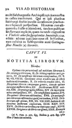 Caput VI. De notitia librorum