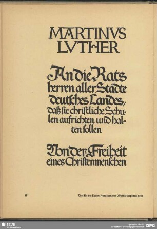 Titel für die Luther-Ausgaben der Officina Serpentis