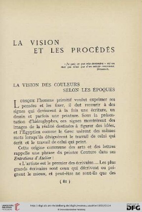 La vision et les procédés