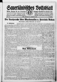 Sauerländisches Volksblatt : aeltester Anzeiger des Sauerlandes : ueber 100 Jahre Heimat- und Kreisblatt im Kreise Olpe : Tageszeitung für Politik, Unterhaltung und Belehrung