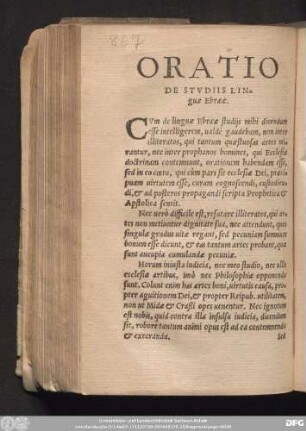 Oratio De Studiis Linguae Ebraeae.
