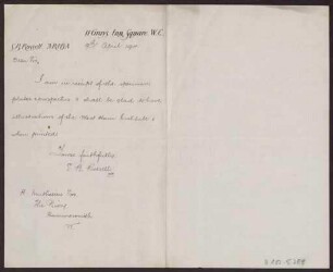 Schreiben an Hermann Muthesius (Brief)