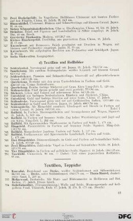 d) Textilien und Rollbilder (Nr. 330-351)