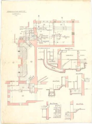 Dolmetsch, Heinrich; Stuttgart; Markuskirche - Grundriss Souterrain; Schnitte