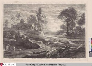 [Landschaft mit Gehöft und einem Brunnen]