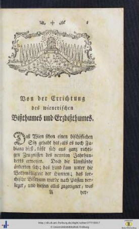 Von der Errichtung des wienerischen Bißthumes und Erzbißthumes.