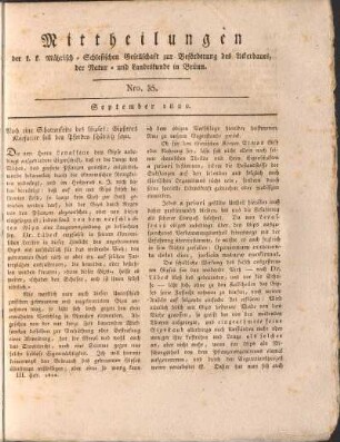 Mittheilungen. Nro. 35. September 1822.