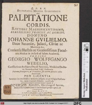 Disputatio Medica Inauguralis De Palpitatione Cordis