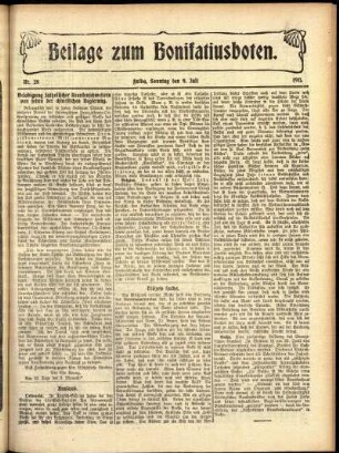 Zweite Ausgabe vom Sonntag, den 09. Juli 1911.