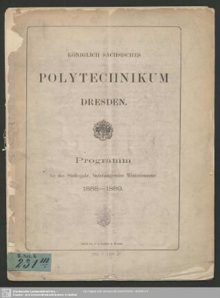 1888/89: Programm : für das Studienjahr ...