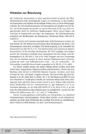 XI Hinweise zur Benutzung