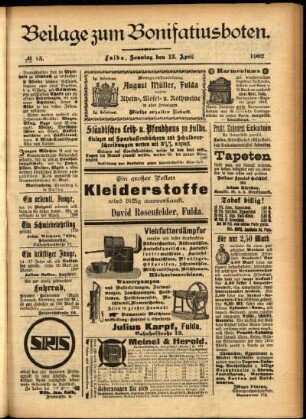 Zweite Ausgabe vom Sonntag, den 13. April 1902.