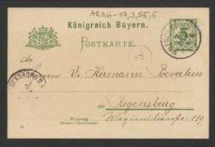 Brief von Hermann Ross an Hermann Poeverlein
