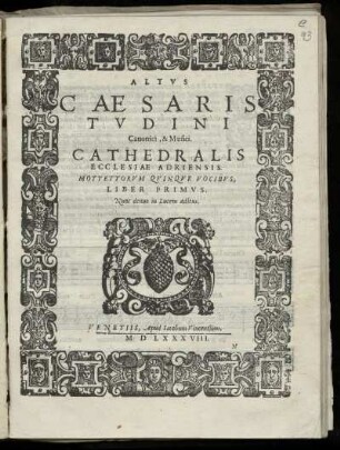 Cesare Tudino: Mottettorum quinque vocibus, Liber primus. Altus