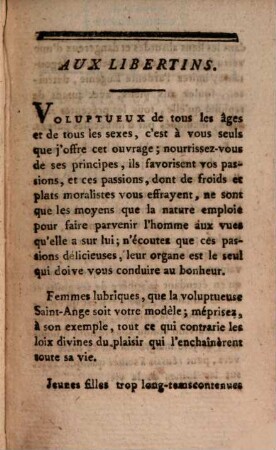 La Philosophie dans le boudoir. 1. - 180 S. : 2 Ill.