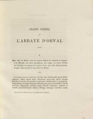 Chartes inédites de l'Abbaye d'Orval